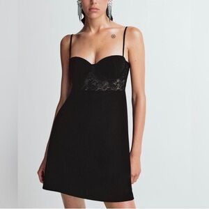 ZARA Elegant Black mini Dress with lace detail